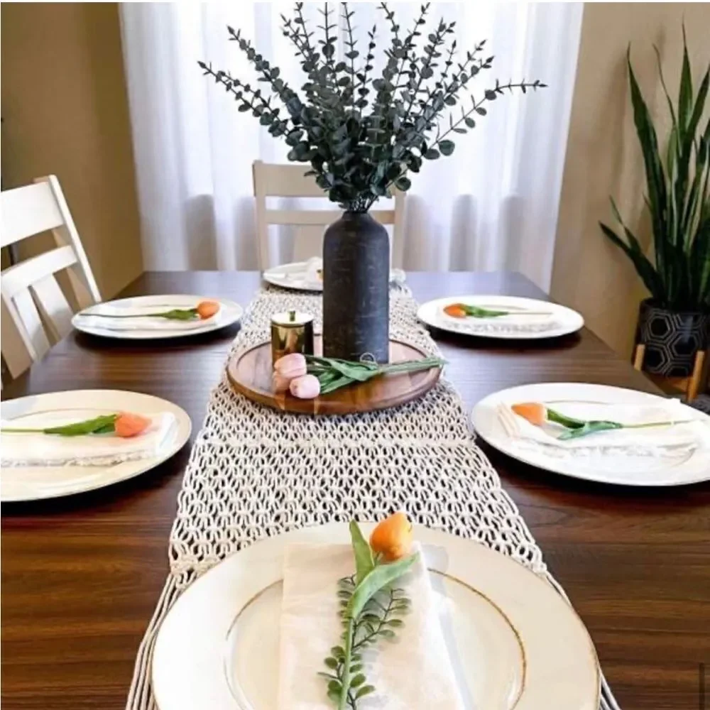 NEW OPALHOUSE MACRAME table runner 15 x 104